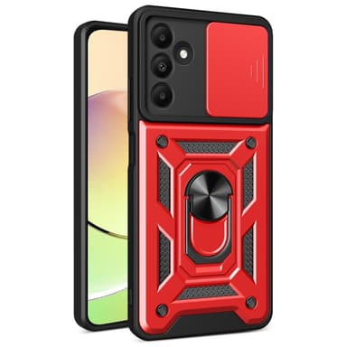 SKALO Samsung A15 4G Armor Hybrid Metallring Kameraslider - Röd