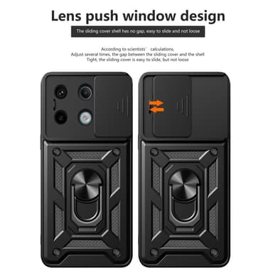 SKALO Xiaomi Redmi Note 13 Pro 5G Armor Hybrid Metallring Kameraslider - Svart