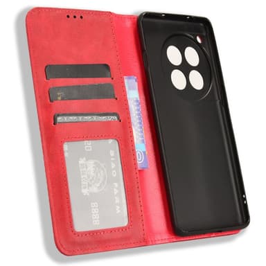 SKALO OnePlus 12R 5G Embossed Premium Plånboksfodral - Röd