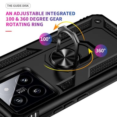 SKALO Xiaomi 14 5G Armor Hybrid Metallring skal - Svart