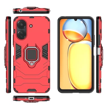 SKALO Xiaomi Redmi 13C 4G Armor Hybrid Metallring skal - Röd
