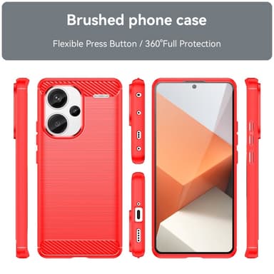 SKALO Xiaomi Redmi Note 13 Pro+ Armor Carbon Stöttåligt TPU-skal - Röd