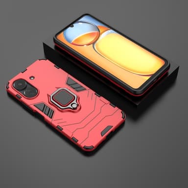 SKALO Xiaomi Redmi 13C 4G Armor Hybrid Metallring skal - Röd