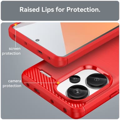 SKALO Xiaomi Redmi Note 13 Pro+ Armor Carbon Stöttåligt TPU-skal - Röd