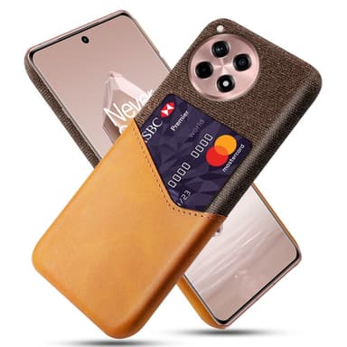 SKALO OnePlus 12R 5G Premium PU-Läder Korthållare Skal - Brun