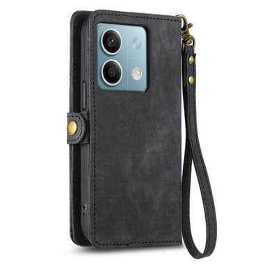 SKALO Xiaomi Redmi Note 13 5G Embossed Plånboksfodral i PU-Läder med Dragkedja - Svart