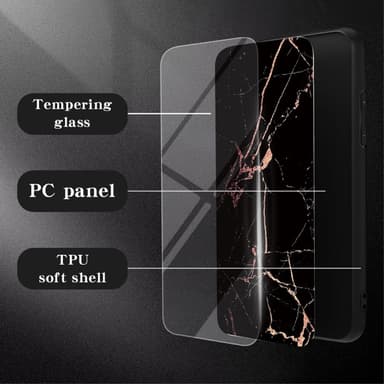 SKALO Xiaomi Redmi Note 13 Pro+ Marmor Härdat Glas TPU-skal - Motiv 3