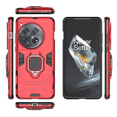 SKALO OnePlus 12 5G Armor Hybrid Metallring skal - Röd