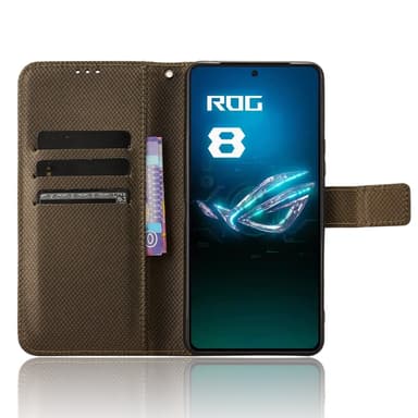 SKALO Asus ROG Phone 8 Pro 5G Premium Mini Romb Plånboksfodral - Brun