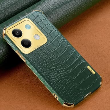 SKALO Xiaomi Redmi Note 13 5G Krokodil Guldkant Skal - Grön