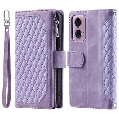SKALO Motorola Moto G04 Big Wallet Quiltat Plånbok - Lila