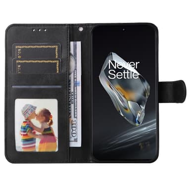 SKALO OnePlus 12 5G PU-Läder Plånboksfodral - Svart