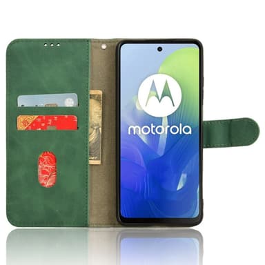 SKALO Motorola Moto G04 Matt PU-Läder Plånboksfodral - Grön