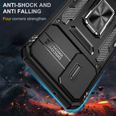 SKALO Samsung A15 4G Armor Hybrid Metallring Kameraslider - Svart