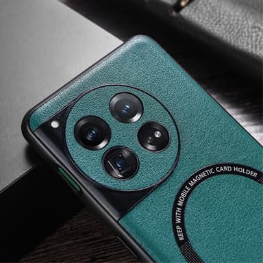 SKALO OnePlus 12 5G PU-Läder Hybrid Magnetring Skal - Grön