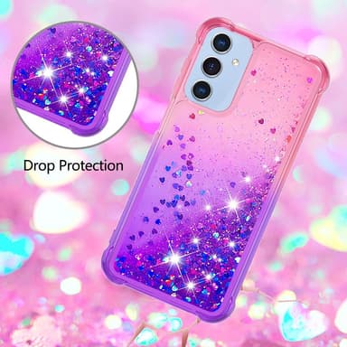SKALO Samsung A15 5G Kvicksand Glitter Hjärtan TPU-skal - Rosa-Lila