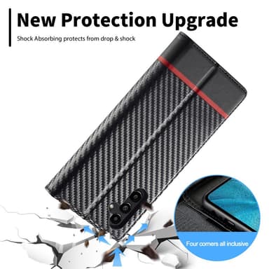 SKALO Samsung A15 4G LC.IMEEKE Carbon Fiber Plånboksfodral i PU-Läder - Svart