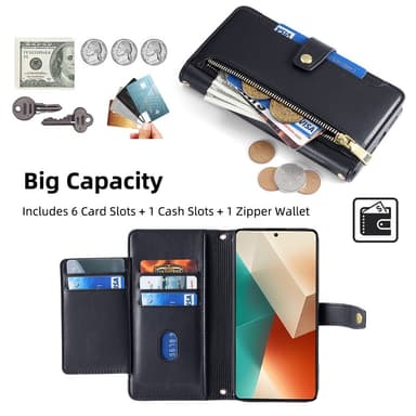 SKALO Xiaomi Redmi Note 13 5G Evelope Clutch 8-Fack - Svart