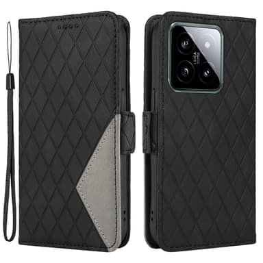 SKALO Xiaomi 14 5G Quiltat Plånboksfodral - Svart