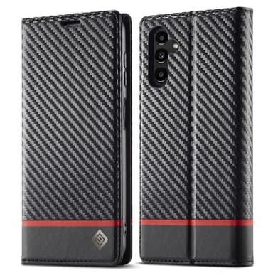 SKALO Samsung A15 4G LC.IMEEKE Carbon Fiber Plånboksfodral i PU-Läder - Svart