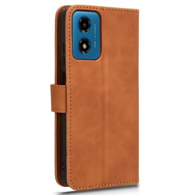 SKALO Motorola Moto G04 Matt PU-Läder Plånboksfodral - Brun