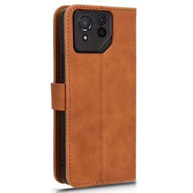 SKALO Asus ROG Phone 8 5G Matt PU-Läder Plånboksfodral - Brun