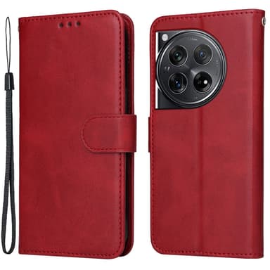 SKALO OnePlus 12 5G PU-Läder Plånboksfodral - Röd