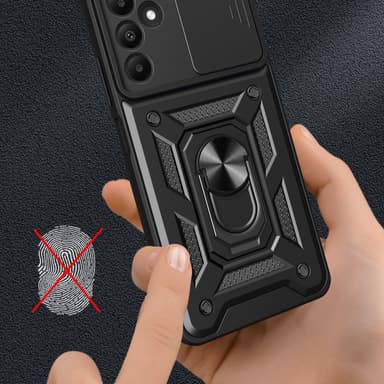 SKALO Samsung A15 4G Armor Hybrid Metallring Kameraslider - Röd