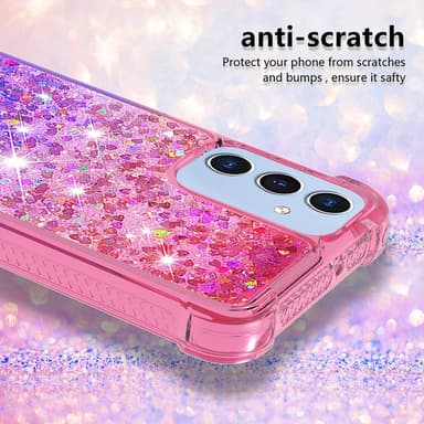 SKALO Samsung A15 5G Kvicksand Glitter Hjärtan TPU-skal - Rosa-Lila