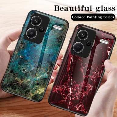 SKALO Xiaomi Redmi Note 13 Pro+ Marmor Härdat Glas TPU-skal - Motiv 2