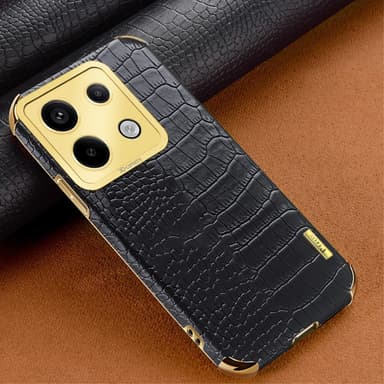 SKALO Xiaomi Redmi Note 13 Pro 5G Krokodil Guldkant Skal - Svart