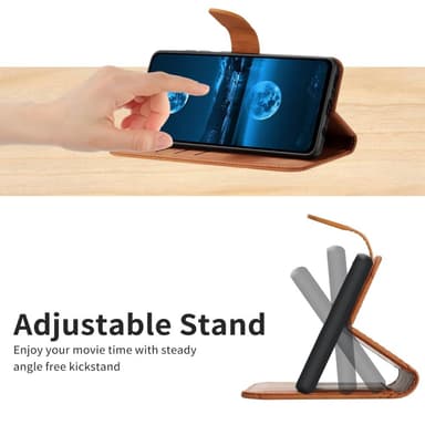 SKALO Samsung A15 4G Embossed Plånboksfodral i PU-Läder - Brun