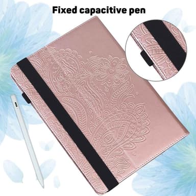 Apple iPad 10.9 2022 Vikbart fodral korthållare Blommor - Rose Gold
