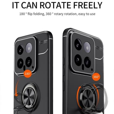 För Xiaomi 14 TPU Fodral skal med Finger Ring - Svart