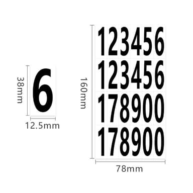 2 Ark 1,25 x 3,8 cm numeriska etikett klistermärken Siffror