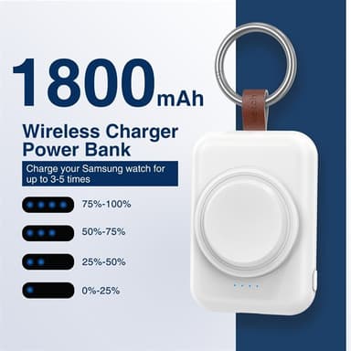 Laddare med powerbank 1800mAh till  Samsung Galaxy Watch - Vit