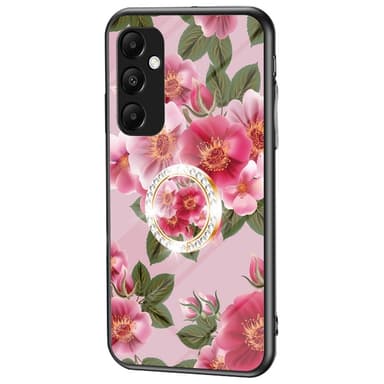 För Samsung Galaxy A35 härdat glas skal ring kickstand mobilskal - Glamorös pion