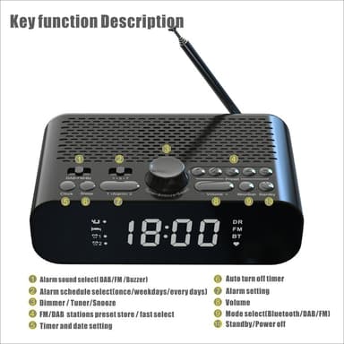 LED-skärm Digital väckarklocka Bluetooth-högtalare FM/DAB-radio