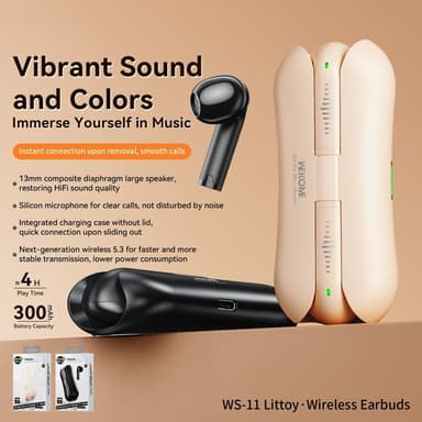 WEKOME Hörlurar Earbuds Bluetooth 5.3 Stereo Earphones - Beige