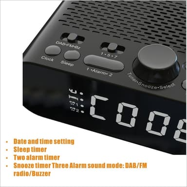 LED-skärm Digital väckarklocka Bluetooth-högtalare FM/DAB-radio