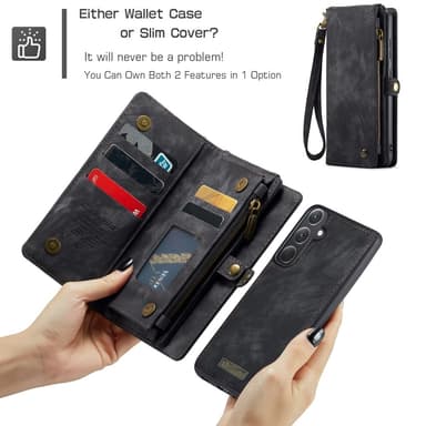 För Samsung Galaxy A35 5G Caseme Retro plånboksfodral - Svart