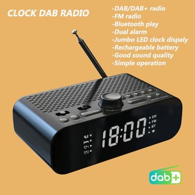 LED-skärm Digital väckarklocka Bluetooth-högtalare FM/DAB-radio