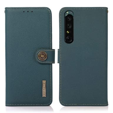 Mobilplånbok 3-kort läder RFID Sony Xperia 1 VI - Grön