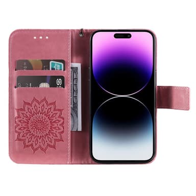 SKALO iPhone 15 Pro Max Mandala Plånboksfodral - Rosa