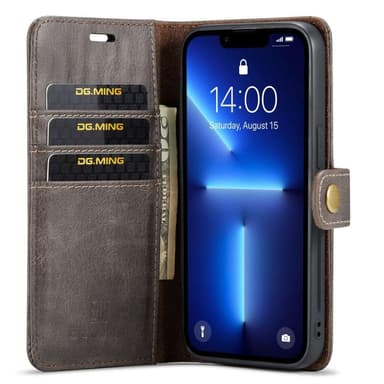 DG MING iPhone 15 Pro Max 2-i-1 Magnet Plånboksfodral - Grå