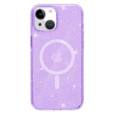 SKALO iPhone 15 Glitter Magnetring TPU Skal - Lila
