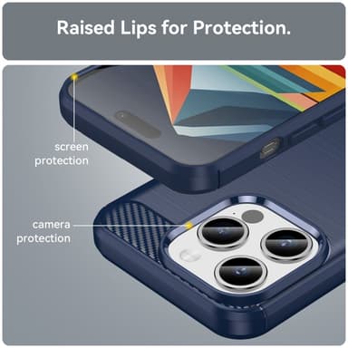 SKALO iPhone 15 Pro Armor Carbon Stöttåligt TPU-skal - Blå