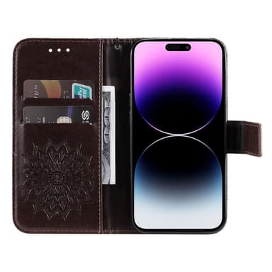 SKALO iPhone 15 Pro Max Mandala Plånboksfodral - Brun