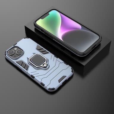 SKALO iPhone 15 Armor Hybrid Metallring skal - Blå