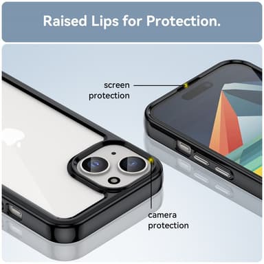 SKALO iPhone 15 Transparent TPU Bumper Skal - Svart